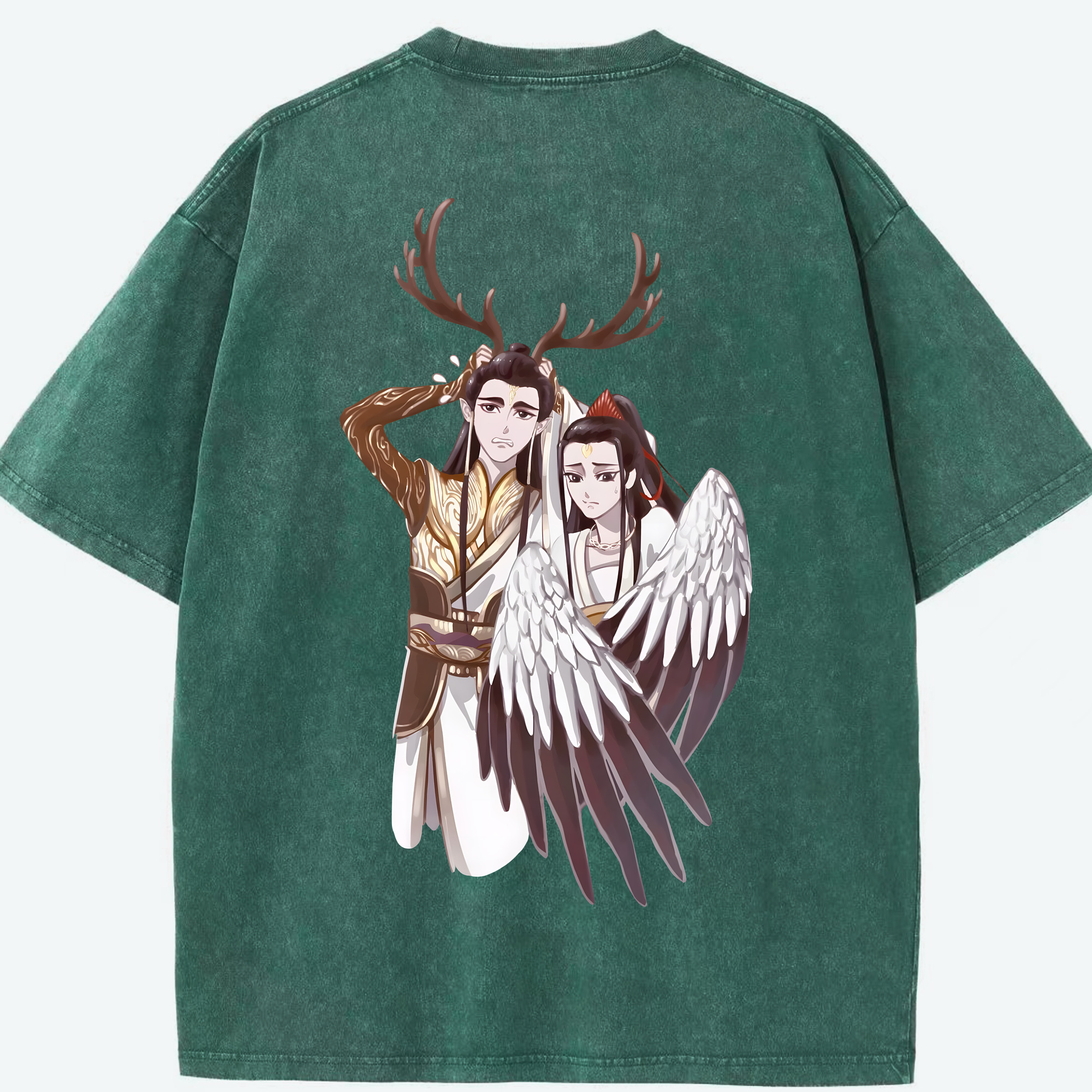（画像用） Ne Zha 2 ナタ 魔童の大暴れ 綿100% ヴィンテージ風 半袖Tシャツ（背面プリント）